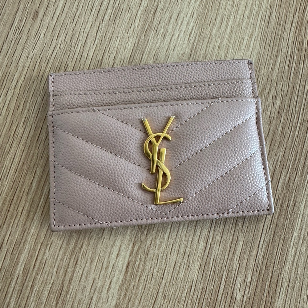 YSL Card Case grain de Poudre leather